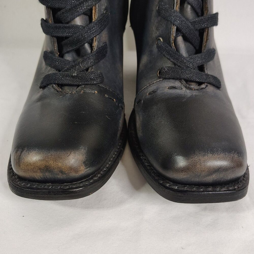 New! FREEBIRD "Dart" Black Leather Lace-Up Boots Size 8 Side Zip Distressed NIB - Picture 5 of 12
